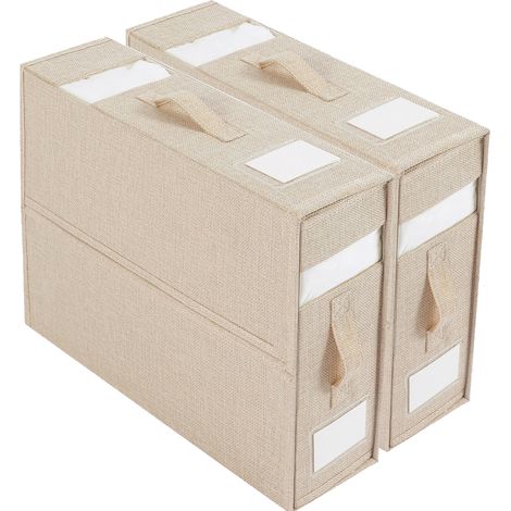 [Boîtes de rangement pour linge de lit] Ander online (kit complet 2 pièces couleur beige) boîtes de rangement pour draps, housses de couette et couverture tissu (1/5)