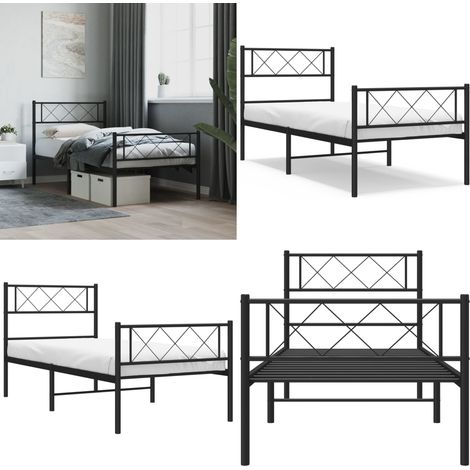 Cadre de lit métal sans matelas avec pied de lit noir 75x190 cm - Cadre De Lit - Lit Metal - Lit Double - Literie - Meuble Chambre - Home & Living (1/5)