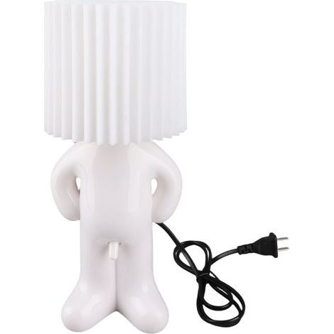 Lampe de chevet design plastique interrupteur original lumière chaude 31cm câble 1,13m décoration intérieure ludique et moderne (1/5)