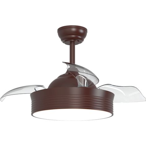 Ventilador de techo retráctil con luz marrón oscuro