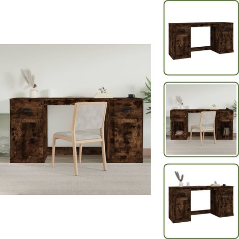 The Living Store Bureau avec armoire chêne fumé bois d'ingénierie - Rangement bureau (1/5)
