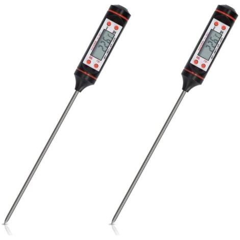 2x Thermomètre à Viande - Sonde de Cuisine Alimentaire pour Cuisson Précise Pâtisserie Liquide - Thermo-sonde Température sur Écran LCD