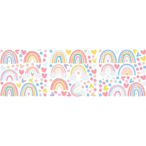Stickers muraux arc-en-ciel - Ensemble de stickers décoratifs arc-en-ciel bohèmes modernes pour chambre d'enfant et chambre de fille - Cadeau pour la décoration de chambre de fille (1/5)