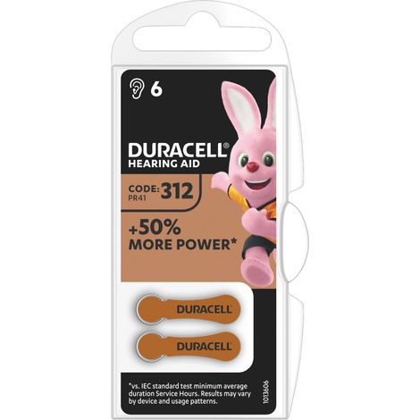 Duracell PILA PER APPARECCHI ACUSTICI 312 6 PZ. 10.00 confezioni