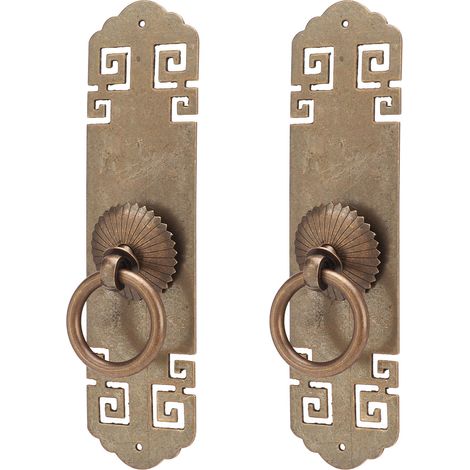 Poignées de tiroir vintage en laiton chinois, motif chance rétro, poignées de meuble en bronze patiné pour armoire et commode (1/5)