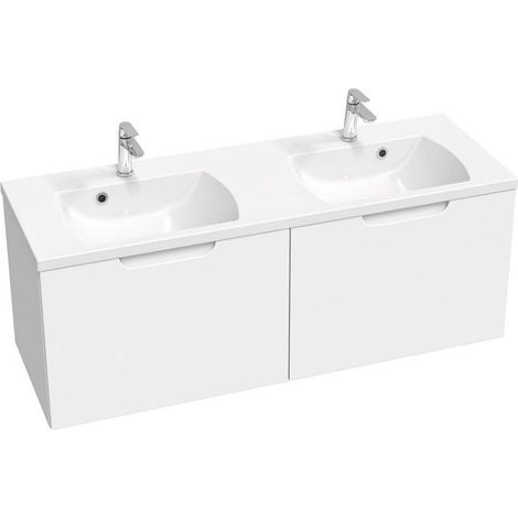 Ravak Classic II - Meuble lavabo 129x45x47 cm, 2 tiroirs, blanc brillant X000001482 (1/4)
