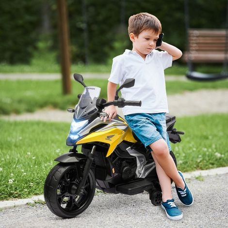 Moto elettrica Honda per bambini 107x46x75 cm gialla con luci, 3-6 anni FloraGrace (1/5)