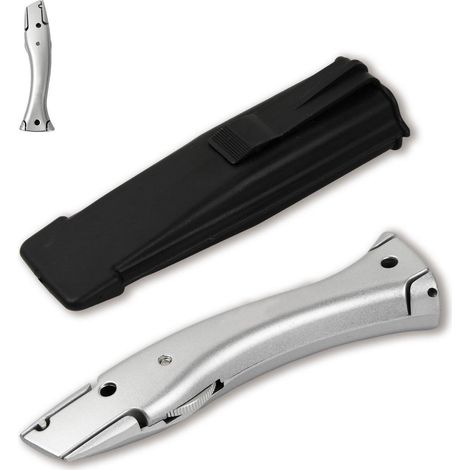 Cutter-Messer mit Halter, Aluminiumlegierung, 16,5 cm, für Trapezklingen