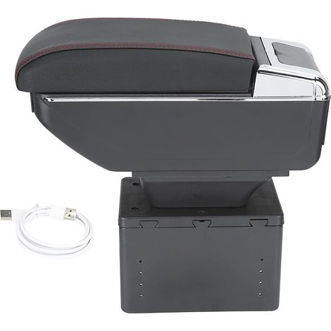 Accoudoir central de voiture, console centrale universelle avec boîte de rangement double couche, réglable avec ports USB pour la plupart des véhicules et camions (1/5)