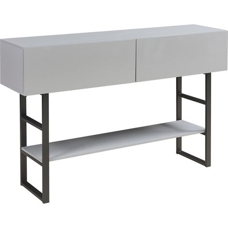 Table console 75 x 120 x 30 cm panneau de particules gris clair