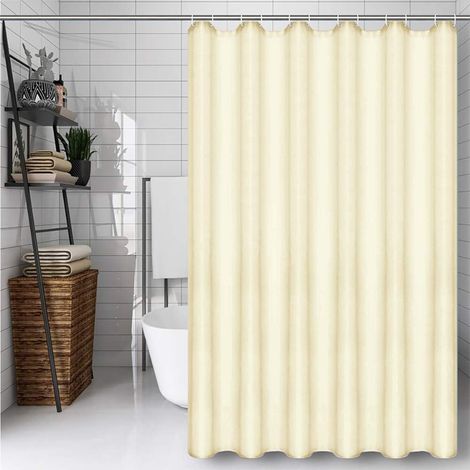 1 Rideau De Douche, Tissu Polyester Anti Moisissure, Œillets Métalliques, Crochets Inclus, Pour Salle De Bain (1/5)