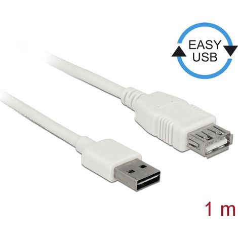 Delock Alargador Cable EASY-USB 2.0 Tipo-A macho  USB 2.0 Tipo-A hembra blanco 1 m