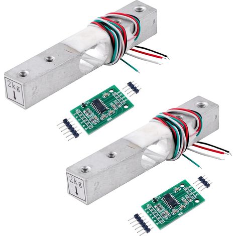 2 Ensembles - Cellule De Charge - Module HX711 - Capteur De Pesée 2kg Haute Précision Pour Balance Électronique Arduino DIY Noir 12,7x12,7x80cm (1/5)