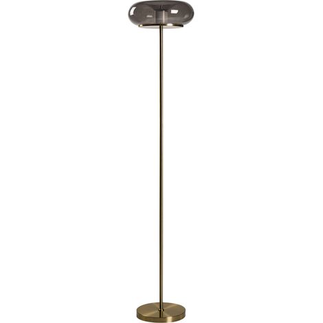 Lampada da terra a LED con paralume ovale in vetro e base in metallo grigio Nith (1/5)