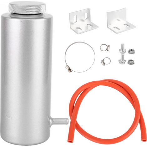 Aluminum coolant recovery tank, 80ml overflow reservoir, for automotive use, universal, silver (1/5)