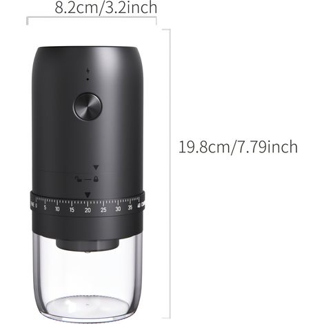 Tragbare, kabellose elektrische Kaffeemühle mit Kegelmahlwerk (1800-mAh-Akku), wiederaufladbare Bohnenmühle mit waschbarem Becher (1/3)