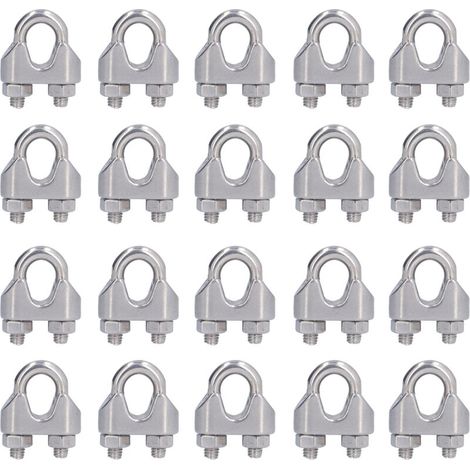 20-teiliges Set Edelstahl-Kabelklemmen, verschleißfestes Material, Kabelklemmen für Takelage, Spannbefestigungen zur Sicherung des hinteren Handseils bei Takelagearbeiten (M8 (8 mm)). (1/5)