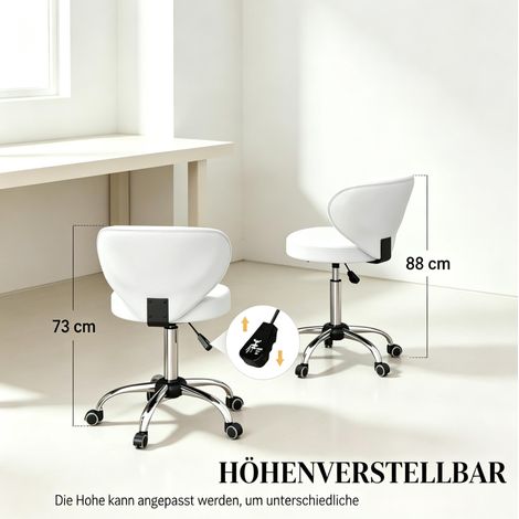 Silla de oficina giratoria 45x54x73-88 cm en PU blanco regulable – MEUBLIV (1/5)