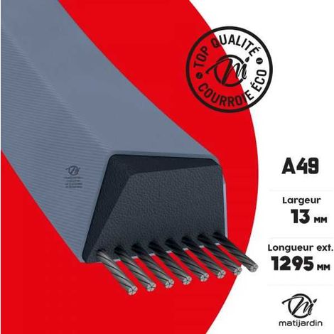 Courroie tondeuse A49 trapézoïdale prix éco 13 x 1295 mm (1/2)