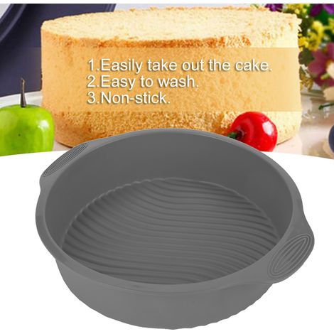Runde Silikon-Kuchenform, 23 cm Durchmesser, graue ofenfeste Backform, flexibel und antihaftbeschichtet, ideal für Gebäck und Desserts (1/3)