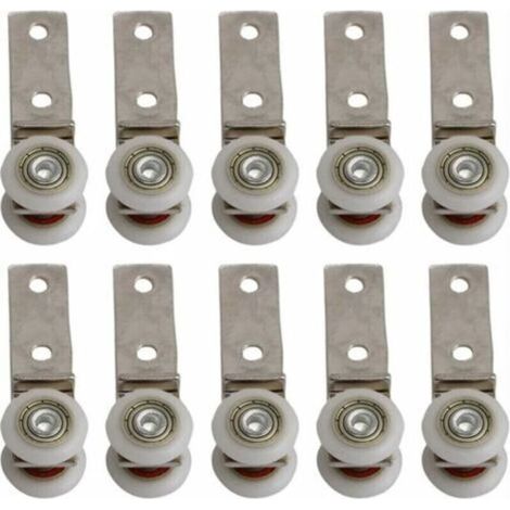 Ecleanfy - 10 pack 1,9 cm Coude de conduit en métal Roulement Bloc de poulie avec deux Plastique de roue pour porte coulissante fenêtre Cabinet (1/4)
