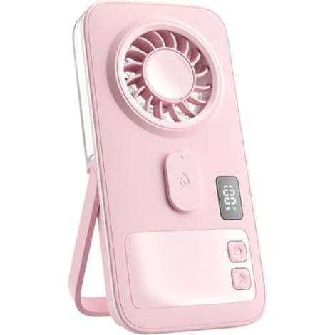 Ultradünner Hand-Spray-Ventilator mit Dual-Core-Kühlung und Nano-Nebel, leiser Turbo-Luftstrom, USB-C, für Büro Reisen Sport, Weiß(Pink) (1/5)