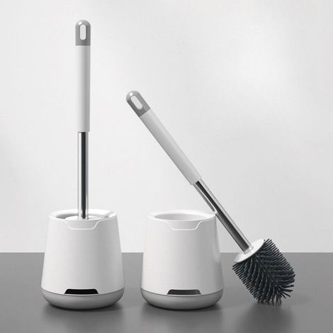 Brosse WC avec support - Brosse WC - Brosse WC - Brosse WC avec support - Brosse WC à séchage rapide - Brosse WC hygiénique et antibactérienne - Support pour brosse WC - Blanc (1/5)
