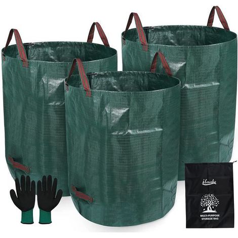 Filiyano-Sacs à déchets verts - A365 - Lot de 3 - 272 L - Polypropylène robuste - Pliables et auto-ramassables (1/4)