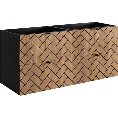 Rodan Waschbeckenunterschrank 120 cm, Braun Matt, 46 x 120 x 60,7 cm, ohne Waschtischplatte, feuchtraumgeeignet, Badmöbel Unterschrank