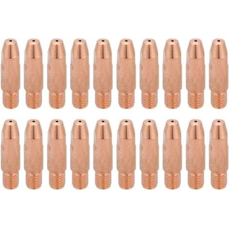 Plasma Consommable Buse de Coupe 20Pcs Pointe De Contact En Cuivre M6 pour Binzel 24KD MIG/MAG Torche De Soudage (1,2X28mm)