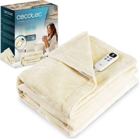 Cecotec couverture électrique 160×130 HeatConfort Calma (160 × 130). 115 W, 10 niveaux de température réglables, contrôleur LCD extra
