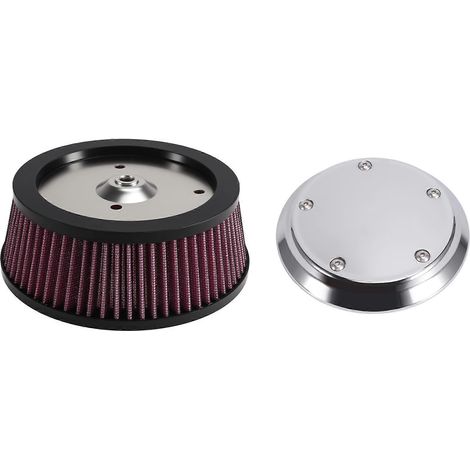 Couvercle de filtre à air et élément filtrant rouge à 3 trous pour Harley Dyna Softail Touring (1/5)