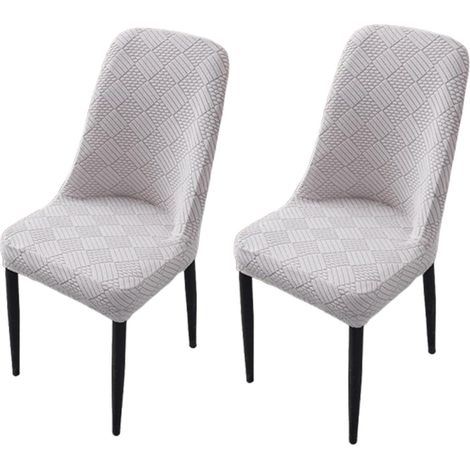 JSSEVN - Curved Stretch Chair Covers for Home, Stretch Chair Cover with Wings, Removable Dining Room Covers, Light Gray, 2pcs (1/5)