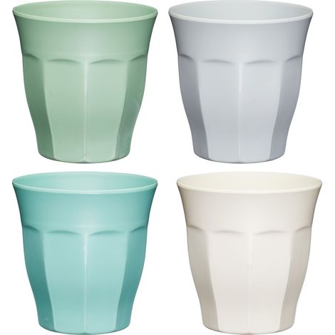Colourworks Vasos de Plástico de Melamina, Juego de 4 Tazas de Picnic, 280ml, Color Clásico