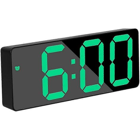 Un grand réveil numérique vert à double alarme, adapté aux chambres à coucher et idéal pour les gros dormeurs, les enfants et les personnes âgées. (1/4)