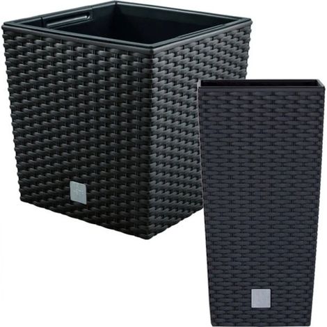 WELL HOME MOBILIARIO & DECORACIÓN Rato Blumentopf-Set 26,6 Liter in Anthrazit und Blumentopf 64 Liter in Schokoladenbraun
