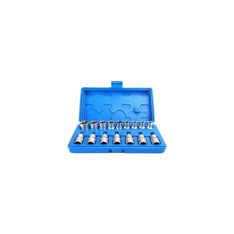 Kit de douilles hexagonales en acier au chrome vanadium de 16 pièces 1/2 pouces (1/4)
