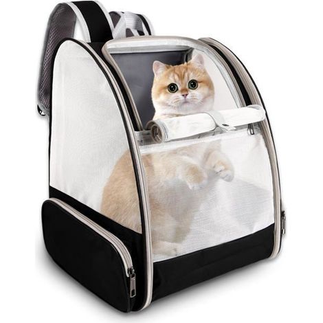 Sac à dos transport chat 38×32×42 cm - pliable, maille ventilée, approuvé avion, jusqu'à 8 kg (1/5)