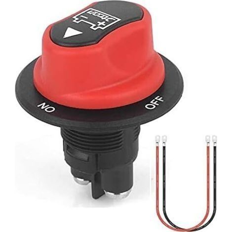 Interrupteur de batterie 12V 50a 50vdc max mini avec 8awg câble 50cm on-off moto batterie isolement interrupteur rotatif pour Marine Boat Caravan Car Vehicles (1/5)