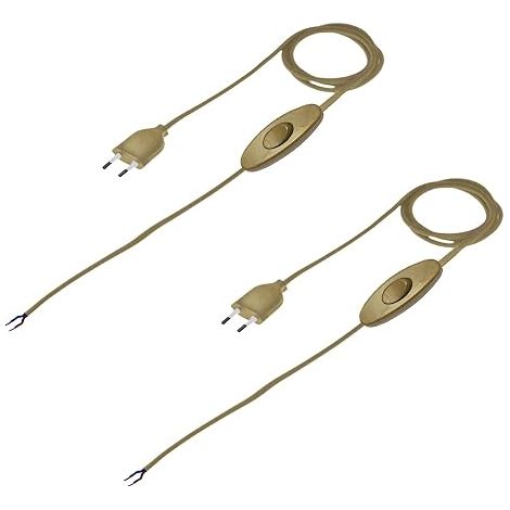 1.5 m Gold Lamp Cable Switch Plug Euro Power Cable (1/5)
