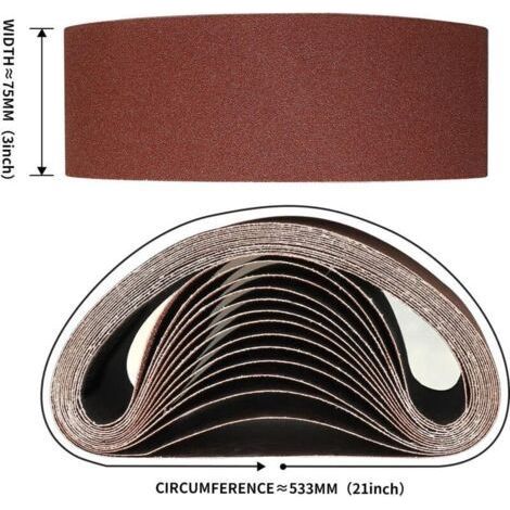 Sanding belts 75 x 533 mm – 10 sanding belts 80 grit for sanding and polishing with belt sanders (1/3)