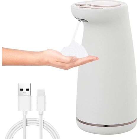 Distributeur de Savon Automatique, 300ML Distributeur Savon sans Contact avec Capteur Infrarouge, USB Rechargeable IPX5 étanche pour Salle de Bains Cuisine Bureau École (1/5)