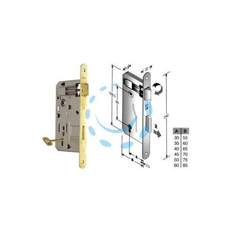 SERRATURA A BUSSOLA PATENT DA INFILARE BORDO TONDO OTTONATO - mm.60 (480400601E)