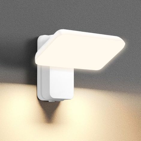 Aplicación de pared exterior impermeable, aplique moderno con rotación ajustable de 350°, luz blanca cálida de 3000 K, ideal para jardín, terraza y exteriores (blanco) (1/5)