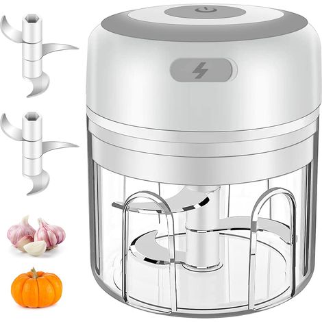 Electric Chopper Kitchen, 250ML Mini Garlic Chopper Vegetable Chopper Electric Onion Cutter with 3 Sharp Blades for Garlic Vegetable Fruit Meat Multi Chopper (1/5)