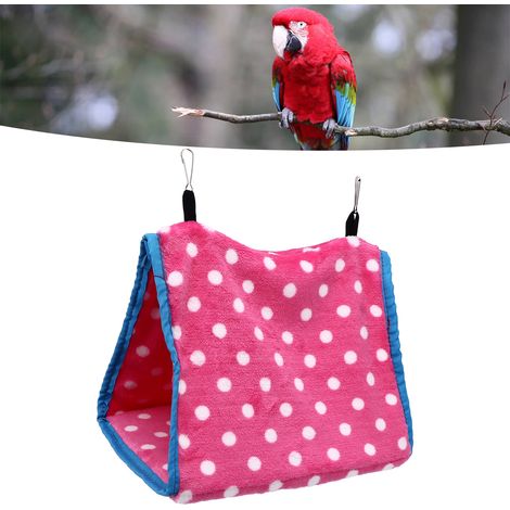 Hamac pour perroquet, nid d'oiseau pour l'hiver, nid chaud pour animal de compagnie, nid triangulaire rose (1/5)