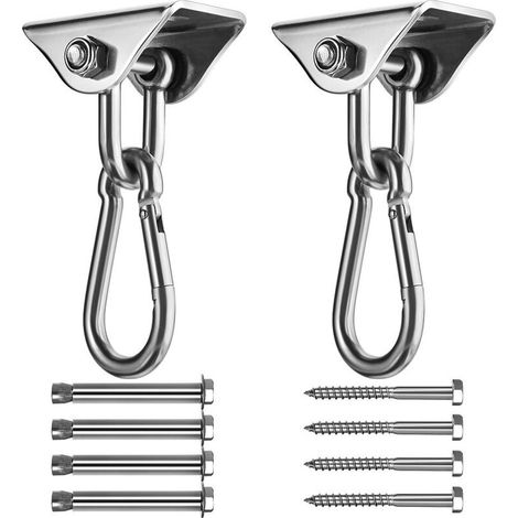Robust ceiling hook made of stainless steel SUS304 - 4 fastening screws for concrete-wood sets - load capacity up to 450 kg