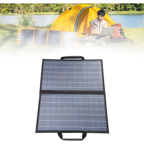 Tragbares 80-W-Polykristallin-Solarpanel-Set mit Winkeleinstellmesser, Outdoor-Ladekit für Handy und Tablet (2 USB-Anschlüsse, 1 Typ-C-Anschluss, 1 DC-Anschluss, Zigarettenanzünderanschluss, Batteriec (1/5)