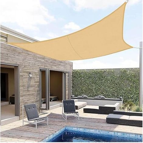 Voile d'ombrage Rectangulaire 3x4m Imperméable Toile Ombrage UV Protection pour Patio Jardin, Terrasse,Extérieur, Balcon,Sable (1/5)