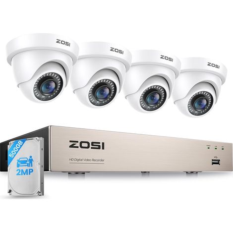 ZOSI Kit Caméra de Surveillance Extérieure Filaire 1080P avec DVR 8CH et Disque Dur 500Go, Détection de Personnes/Véhicules, Vision Nocturne IR 24m, Angle de Vue 90°, Alerte Instantanée via APP, Systè (1/5)